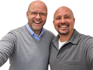 Bernhard Kerres und Dietmar Muchitsch, Gesellschafter bei wolke blau GmbH und gemeinsame Entwickler von pausenlos.ai