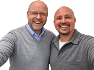Bernhard Kerres und Dietmar Muchitsch, Gesellschafter bei wolke blau GmbH und gemeinsame Entwickler von pausenlos.ai